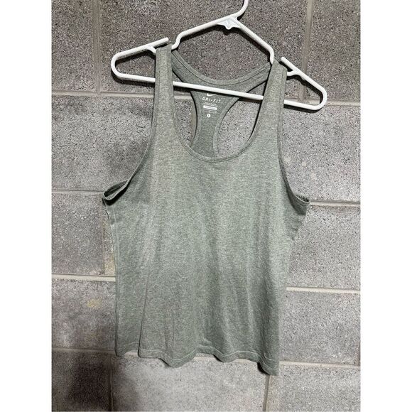 Women’s NIKE DRI-FIT Dark Heather Gray Racerback Workout Top Size Large - Picture 1 of 3